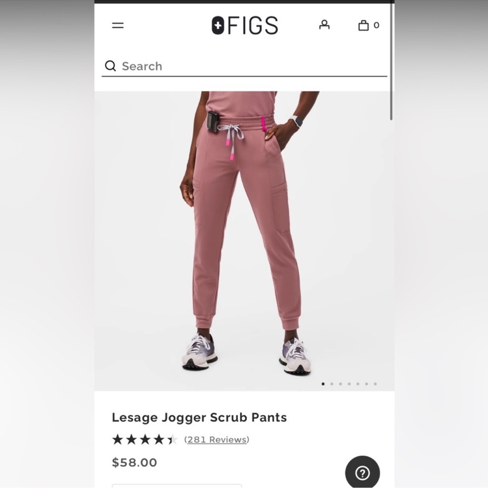 FIGS Women’s Lessage Mauve Jogger Scrub Pants Large Tall